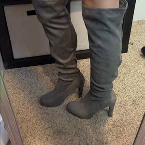 Grey baggy boots